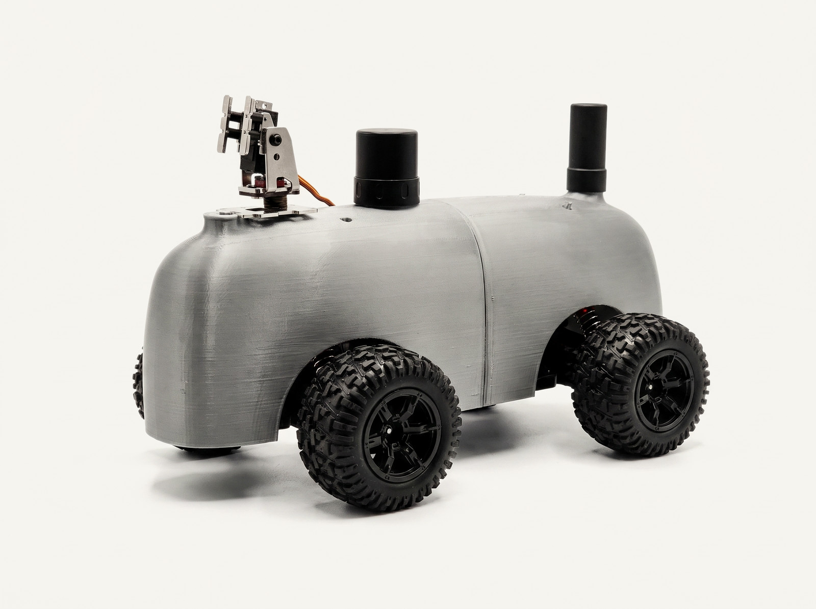 Nano Franky, side view — sensor pod and antenna standing off the shell line.